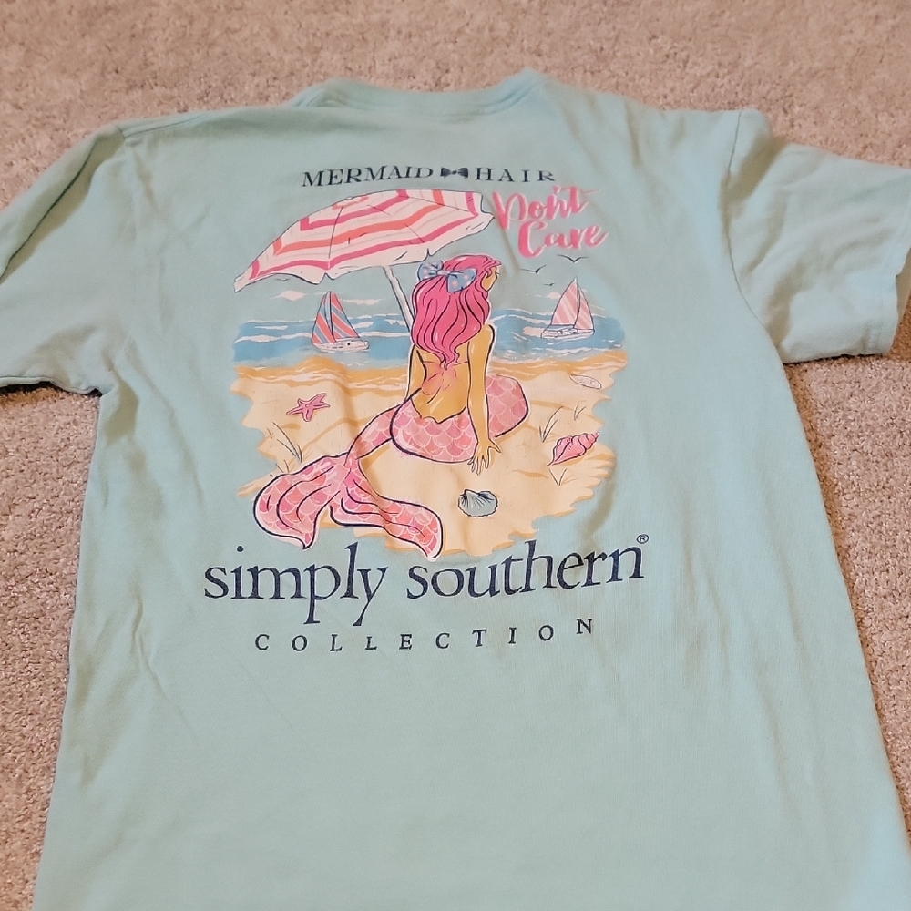 Simply Southern Mermaid Graphic Tee - Mint and Pink